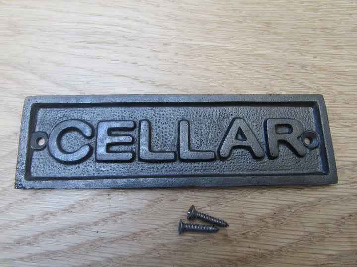 Cast Iron Cellar Plaque.
