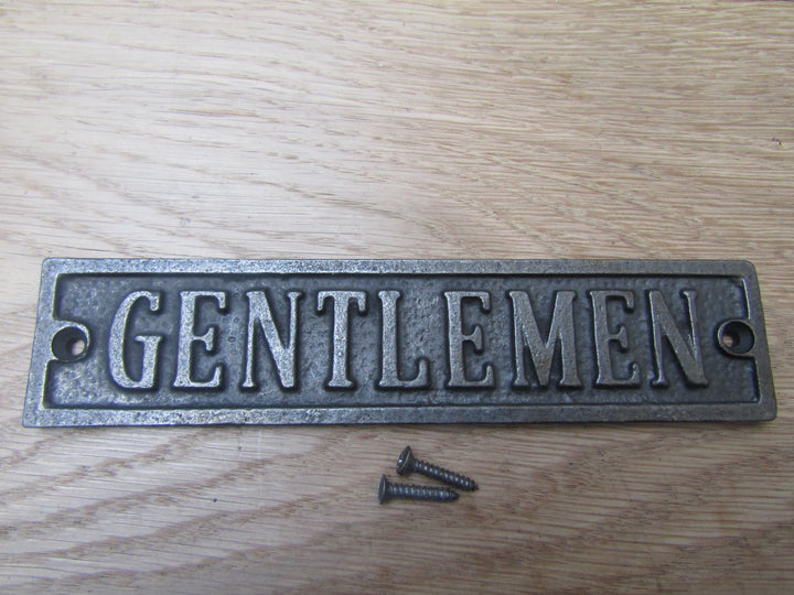 Cast Iron Gentlemen Plaque.