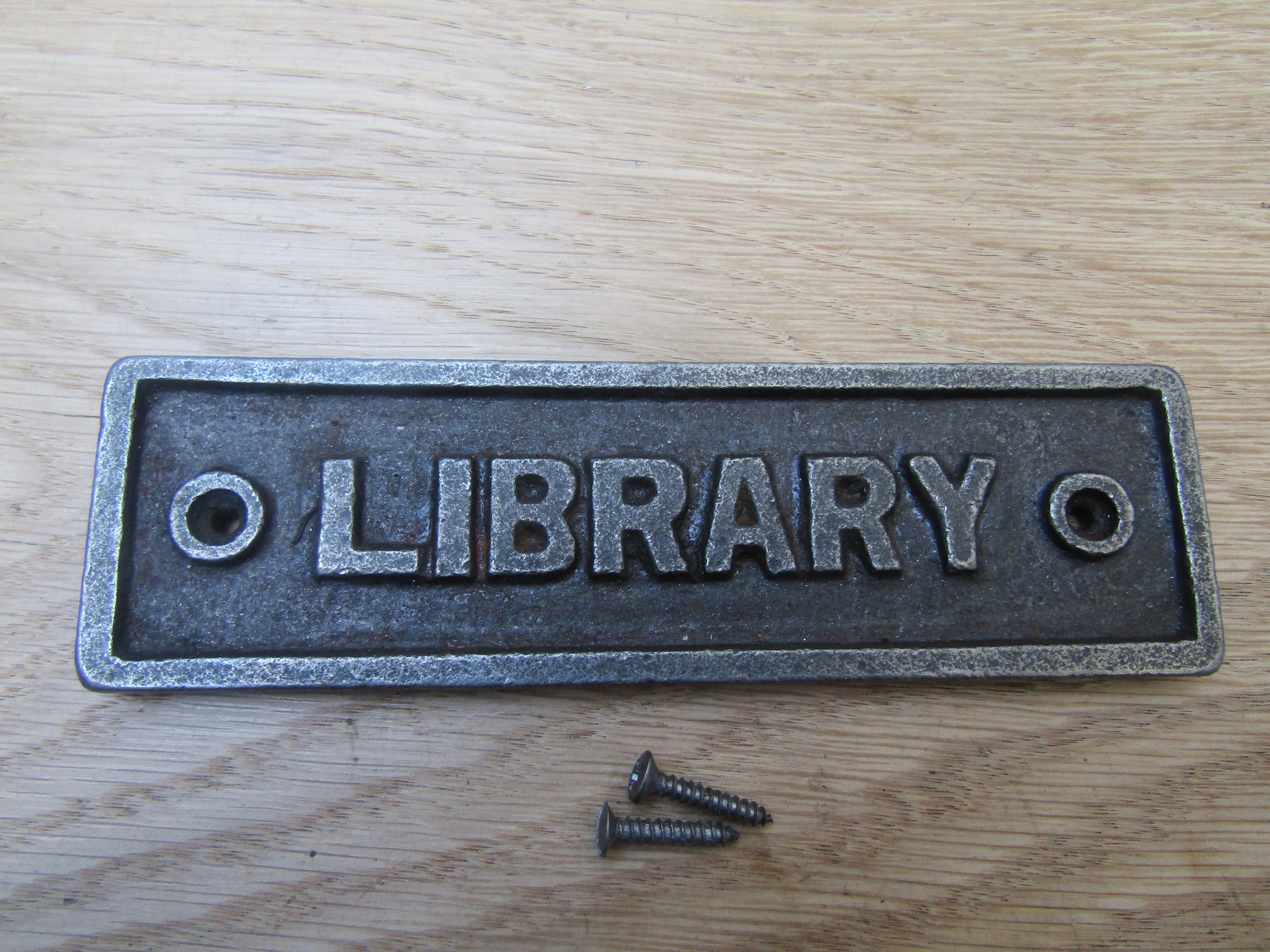Cast Iron Library Plaque.