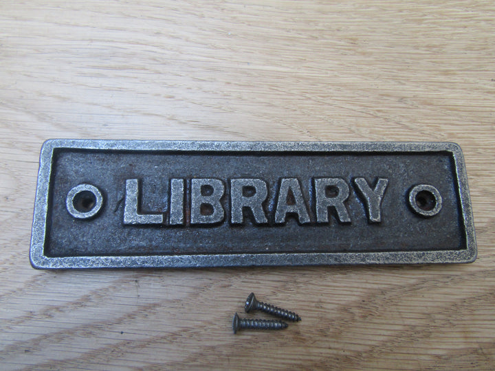 Cast Iron Library Plaque.