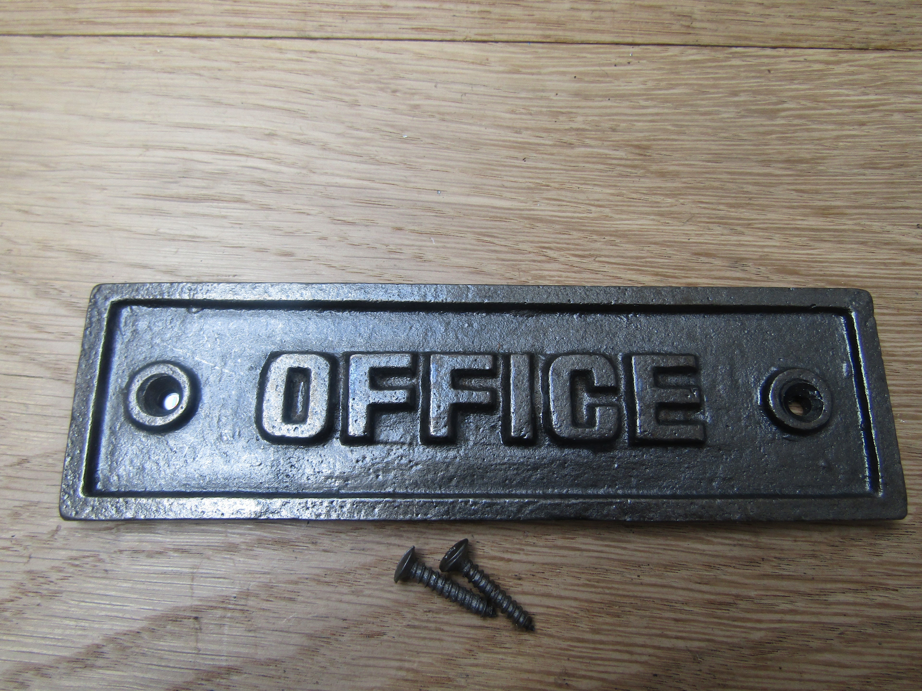 Cast Iron Office Plaque.