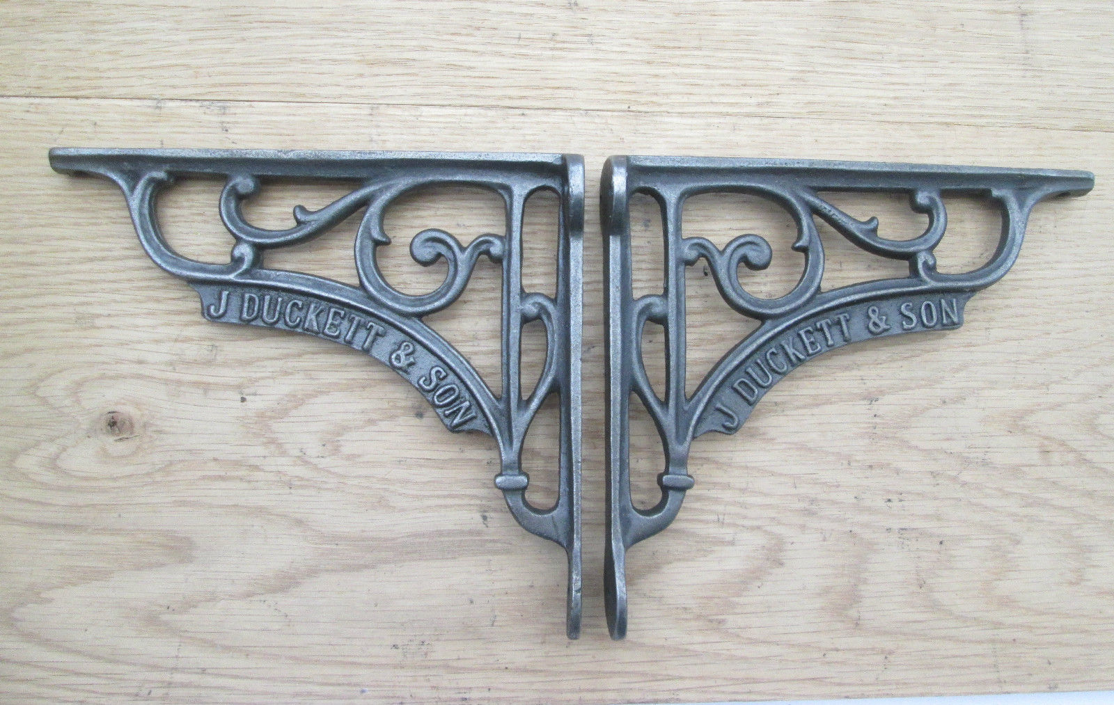 Pair Of J Duckett Shelf Brackets Antique Iron 7inch.