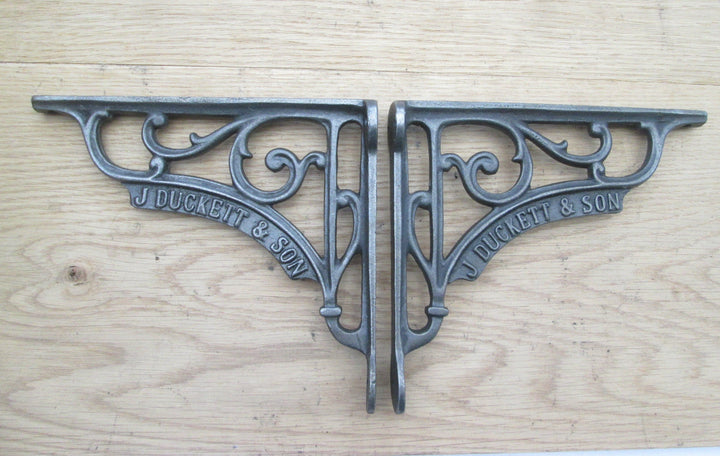 Pair Of J Duckett Shelf Brackets Antique Iron 7inch.