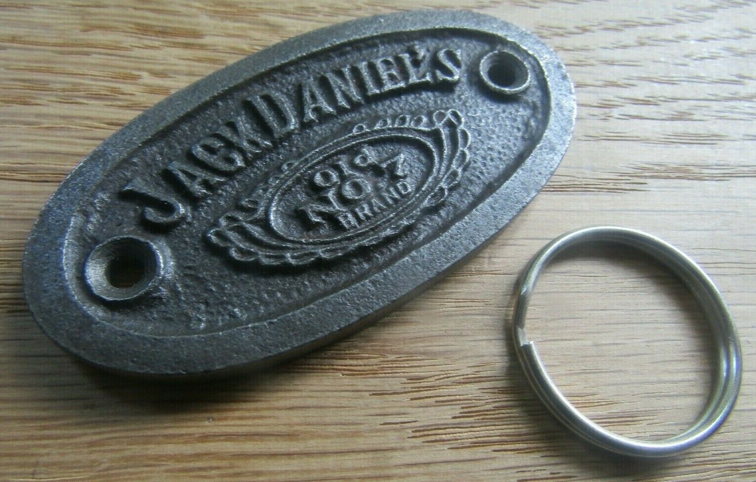 Jack Daniels Whiskey Cast Iron Key Ring.