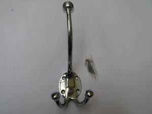 Jumbo Triple Coat Hook Polished Chrome.