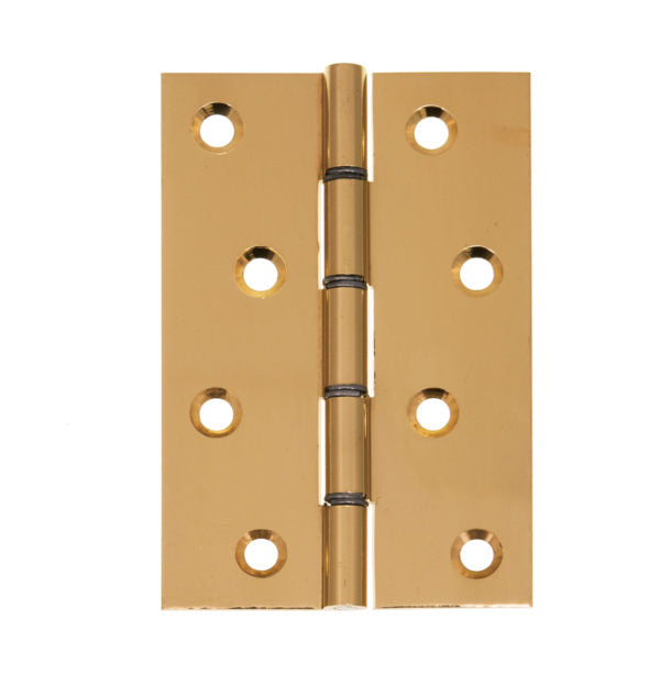 Brass Double Steel Washered Hinge Polished Brass Pack of 2