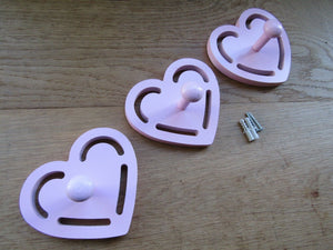 Pack Of 3 Heart Hanging Hooks Baby Pink.