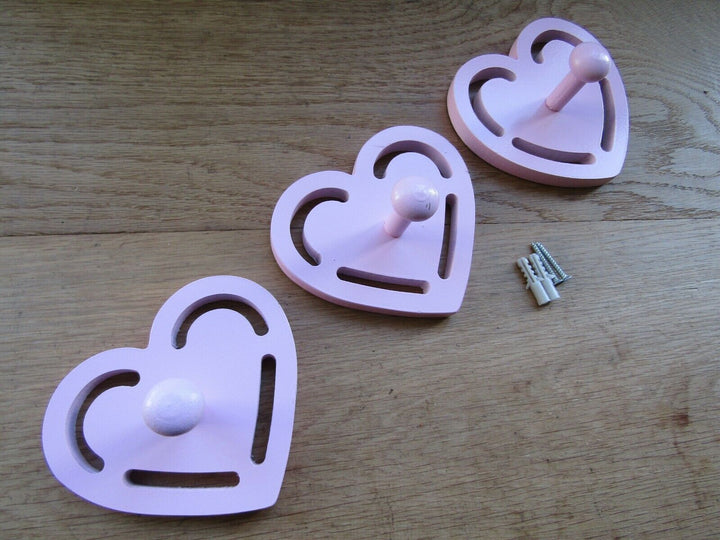 Pack Of 3 Heart Hanging Hooks Baby Pink.
