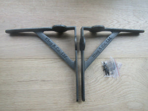 Pair Of 8inch King & Co Ltd. Gallows Shelf Brackets Antique Iron.