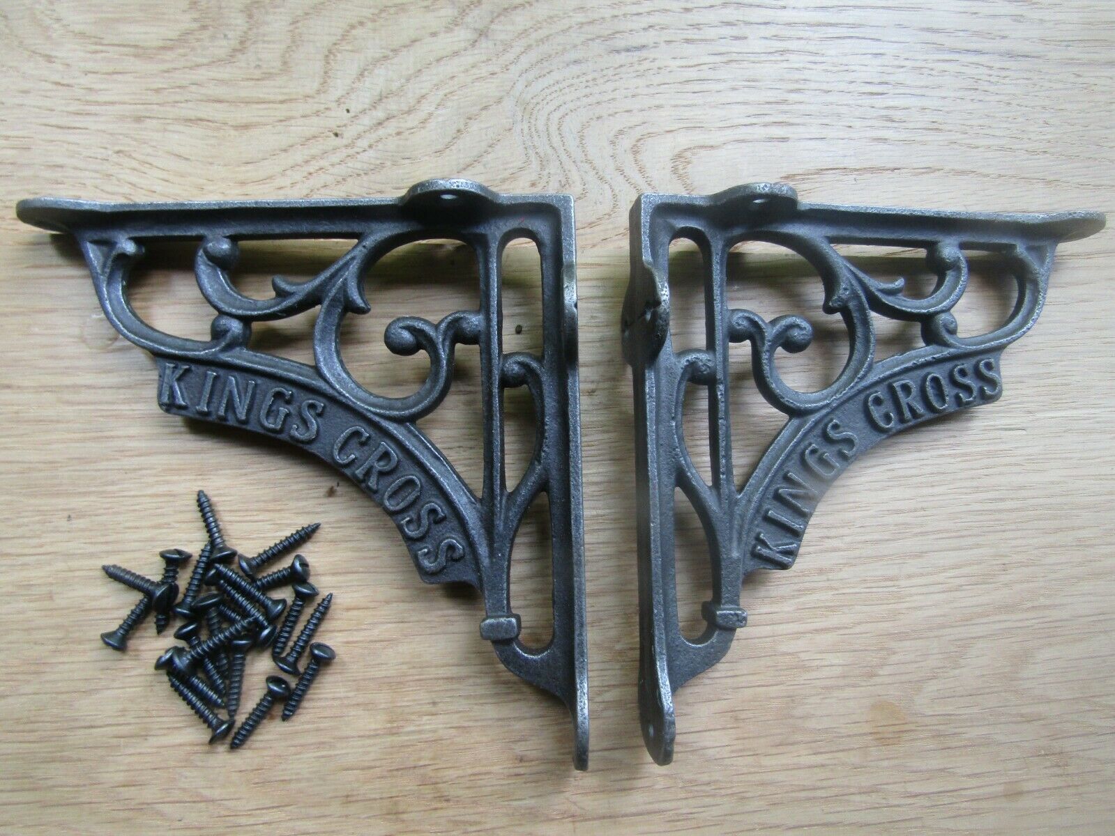 Pair Of 5x5inch Kings Cross Scroll Brackets Antique Iron.