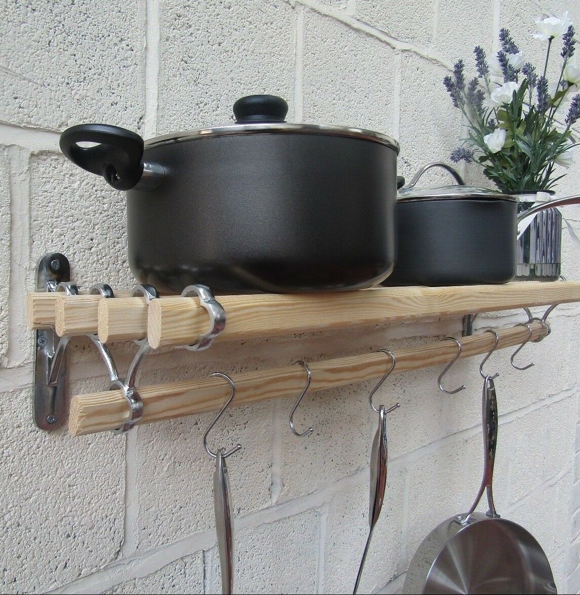 Chrome on Iron Kitchen Pot Pan Rack 1.8m.