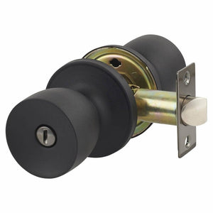 Flattop Mortice Bathroom Door Knob Set Matt Black.