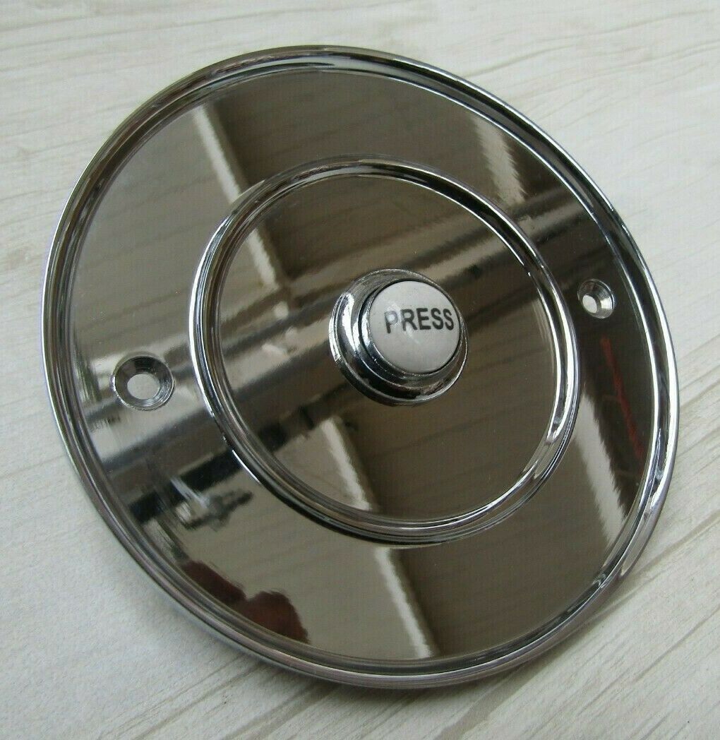 4inch Large Ceramic Bell Push Polished Chrome.