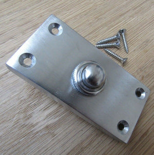 Plain Victorian Large Bell Push Satin Chrome.