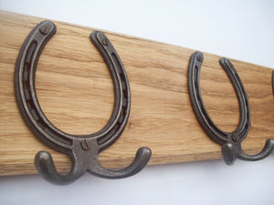 Antique Iron Large Horse Shoe 9 Hook Coat Rail 108cm.