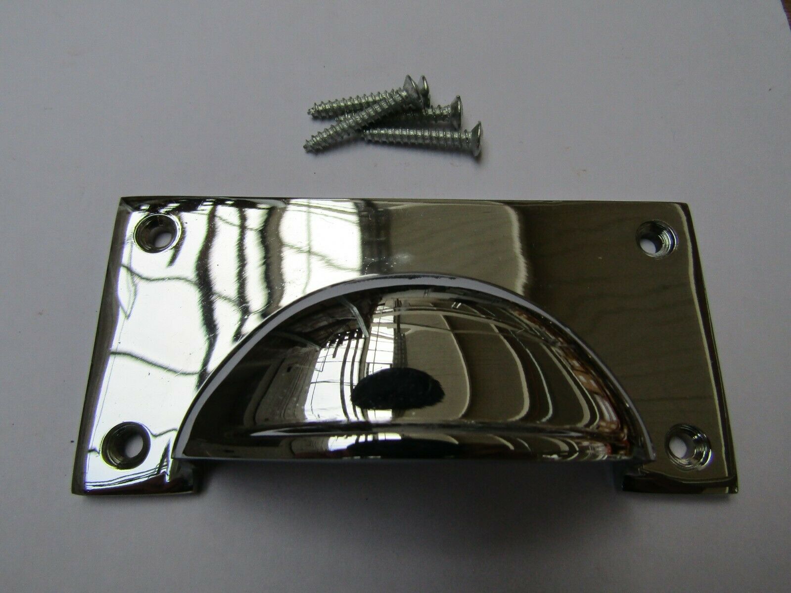 Large Lipped Rectangular Cup Pull Handle Polished Chrome.