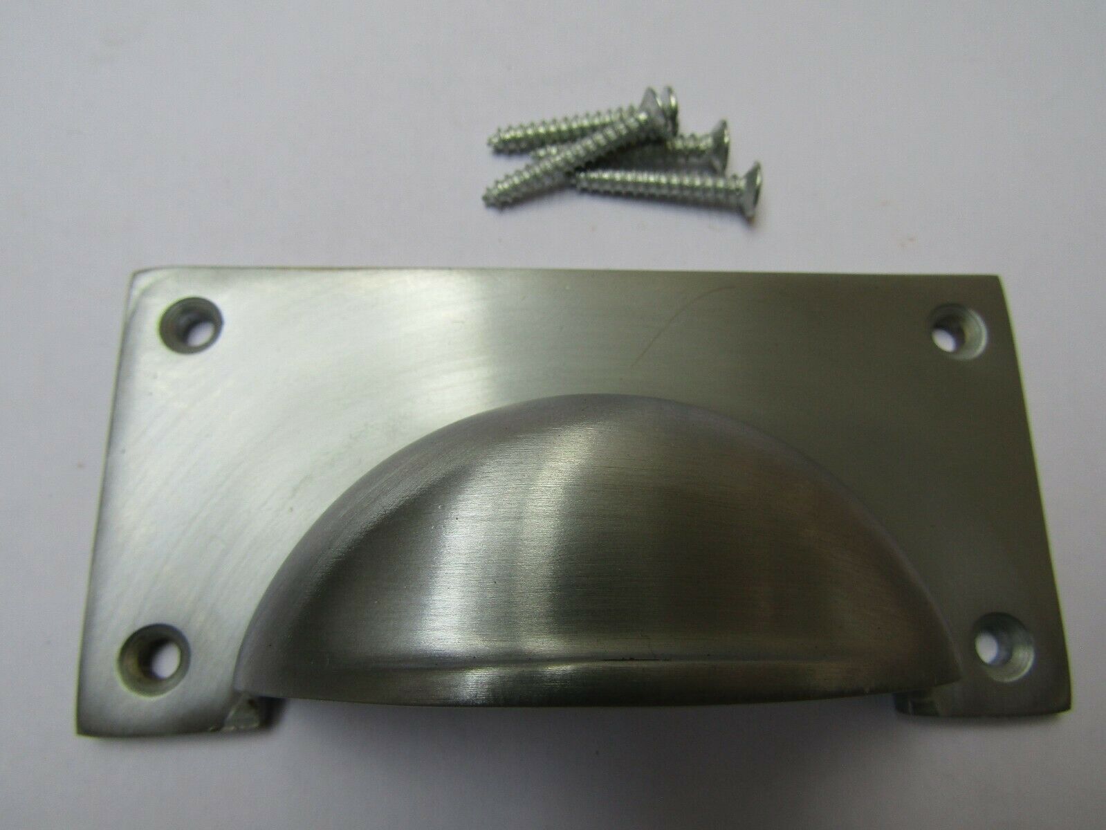Large Lipped Rectangular Cup Pull Handle Satin Chrome.