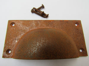 Large Rectangular Cup Pull Handle Rust.