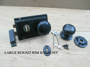 6inch Black Antique Cast Iron Old Round Rim Lock Door Knob Set