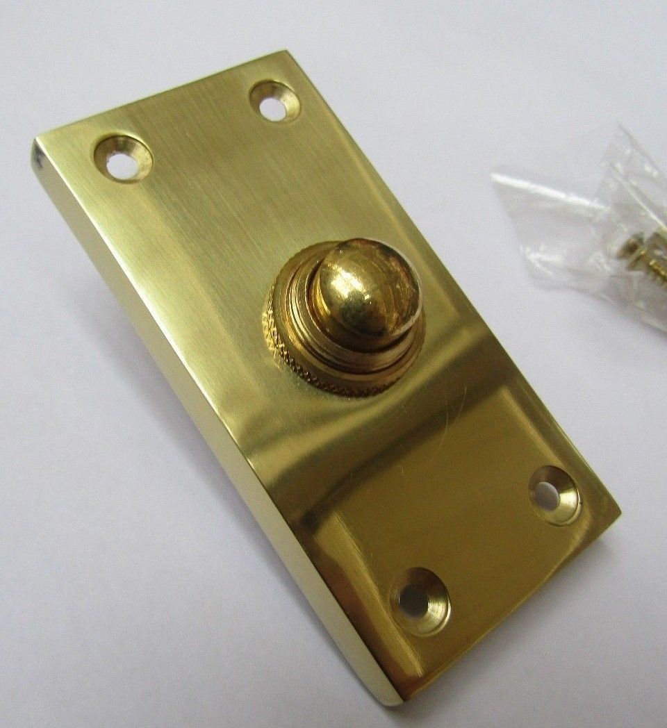 Plain Victorian Large Bell Push Polished Brass.