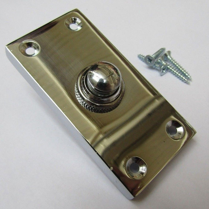 Plain Victorian Large Bell Push Polished Chrome.