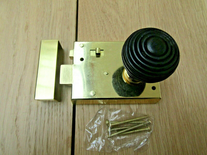 4inch Rim Latch Brass & Beehive Ebony + Brass Set.