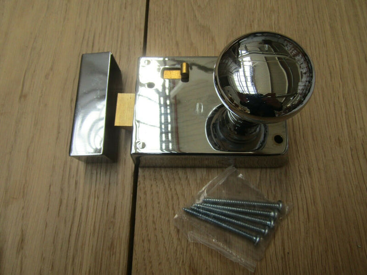 4inch Rim Latch Polished Chrome & Victorian Rim Polished Chrome Set.