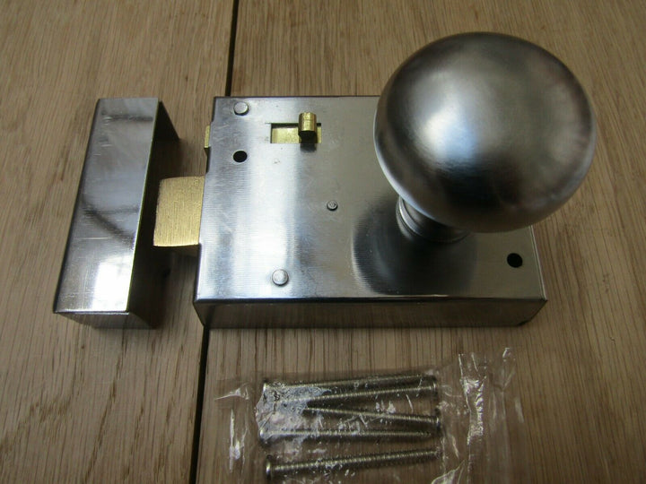 4inch Rim Latch Satin Chrome & Victorian Rim Satin Chrome Set.