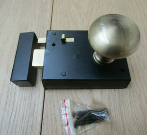 4inch Rim Latch Black & Victorian Rim Antique Brass Set.