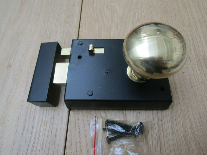 4inch Rim Latch Black & Victorian Rim Brass Set.