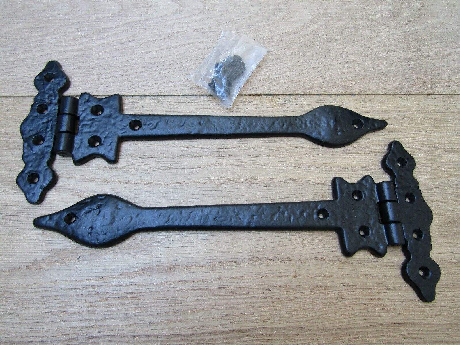 Pair of 12inch Leaf hinges Black Antique.