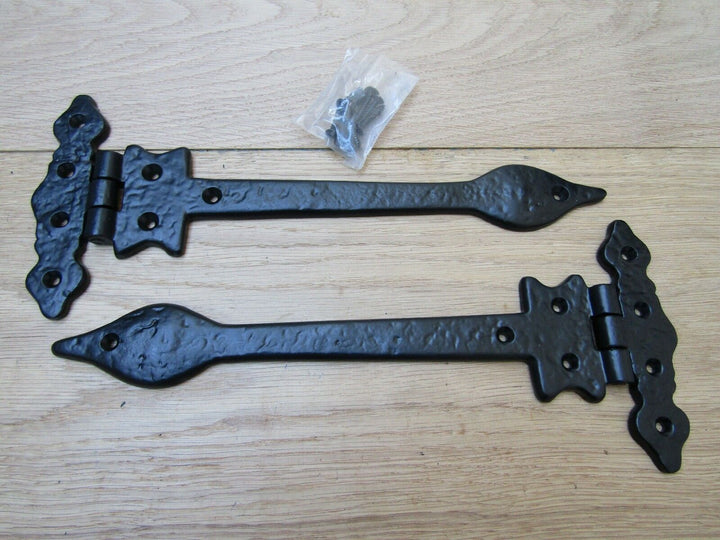 Pair of 12inch Leaf hinges Black Antique.