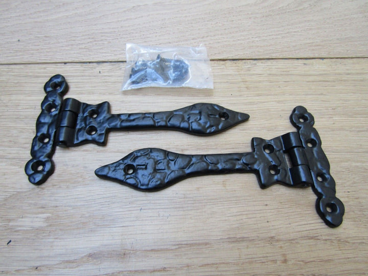 Pair of 6inch Leaf hinges Black Antique.