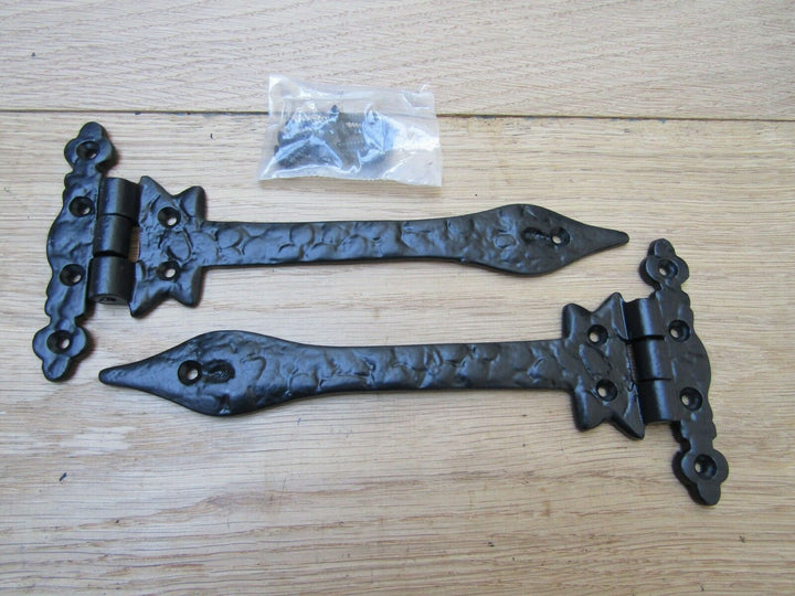 Pair of 9inch Leaf hinges Black Antique.