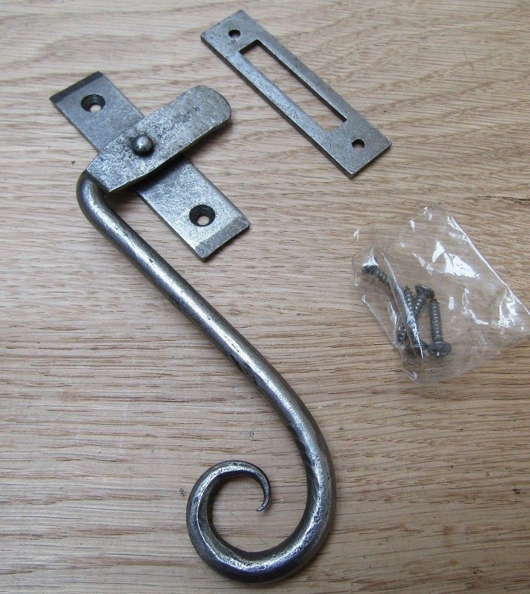 Handforged Curly left Hand Window fastener Antique Iron.