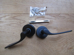 Leon Lever on Rose Door Handle Matt Black.