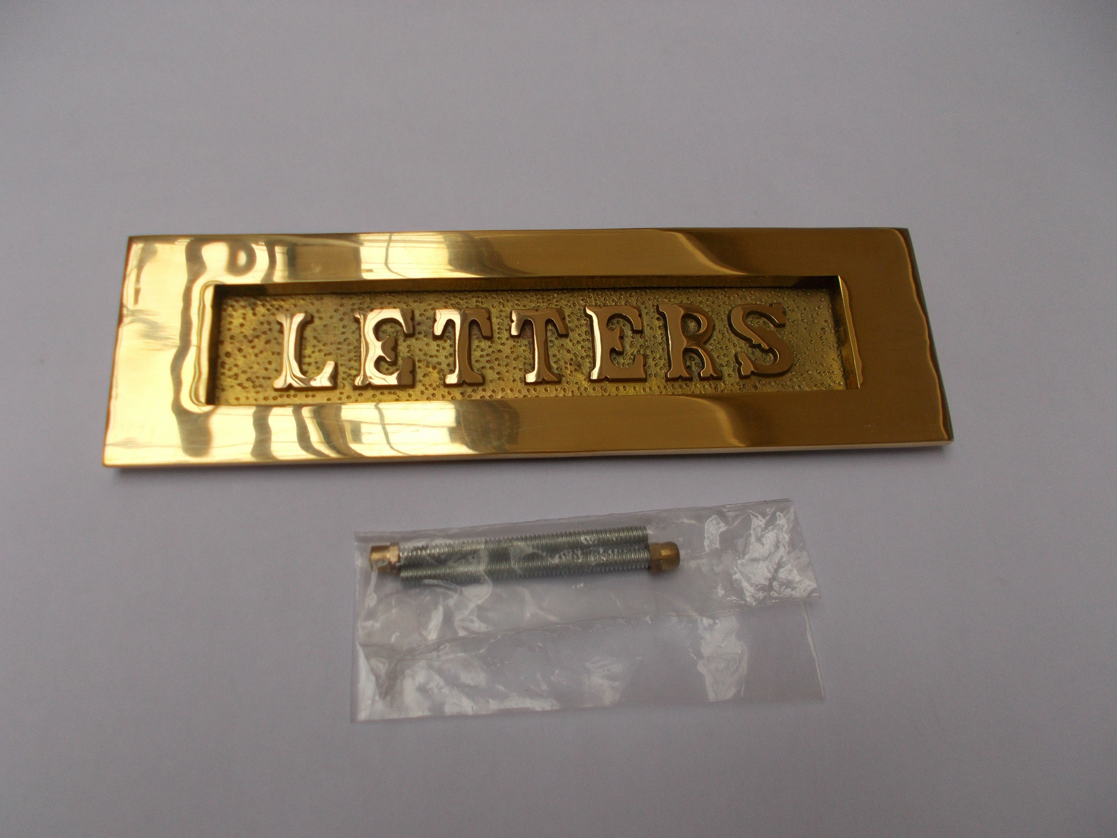 10inch Letters Embossed Letter Plate Polished Brass.