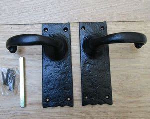 Pair Of Lever Latch Merlin Handles Black Antique.