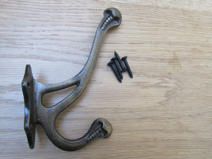 Pack Of 5 Lincoln Coat Hooks Antique Brass.