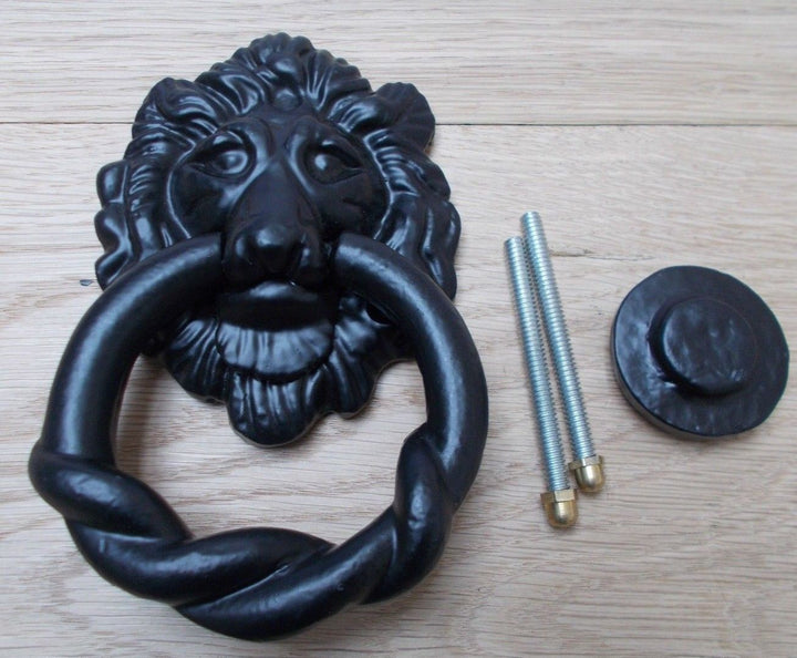 Lion Head Door Knocker Black.