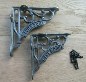 Pair Of 5inch Liverpool Scroll Shelf Brackets Antique Iron.