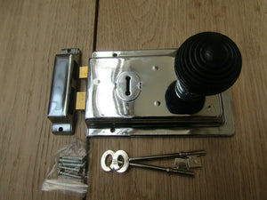 6inch Rim Lock Polished Chrome & Beehive Ebony + Chrome Set.