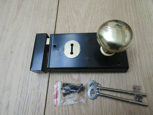 5.5inch Rim Lock Black & Victorian Rim Brass Set.
