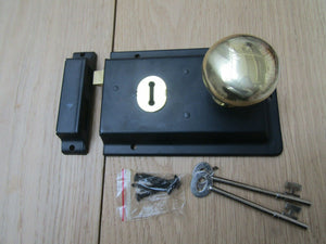 6inch Rim Lock Black & Victorian Rim Brass Set.