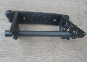 London Scroll Toilet Roll Holder Antique Iron.