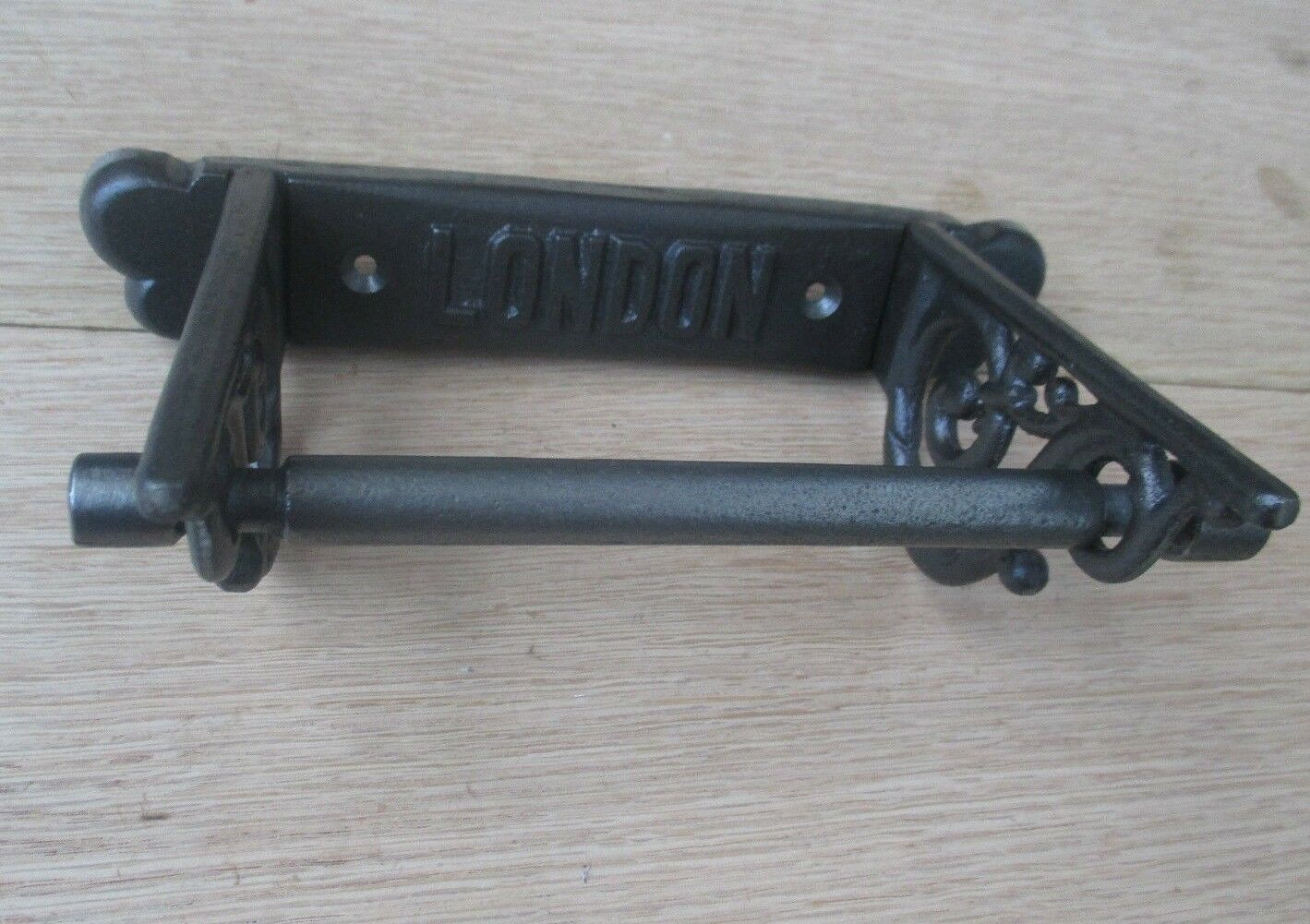 London Scroll Toilet Roll Holder Antique Iron.