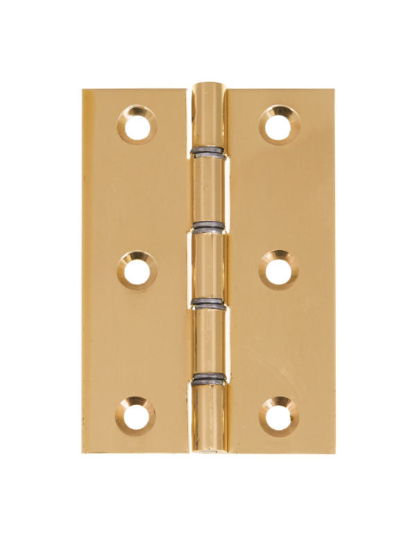 Brass Double Steel Washered Hinge Polished Brass Pack of 2