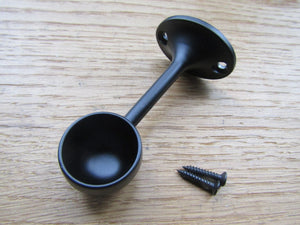 Matte Black Retro Wardrobe Fittings End Bracket 25mm.