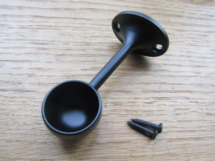 Matte Black Retro Wardrobe Fittings End Bracket 25mm.