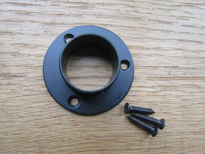 Matte Black Retro Wardrobe Fittings End Socket 25mm.